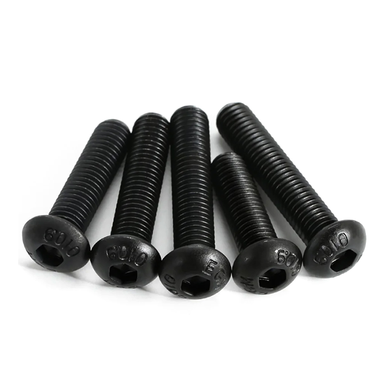 M6*100 Scriúnna Cnaipe Brataithe Fosfáite Dubh Cruach Alloy
